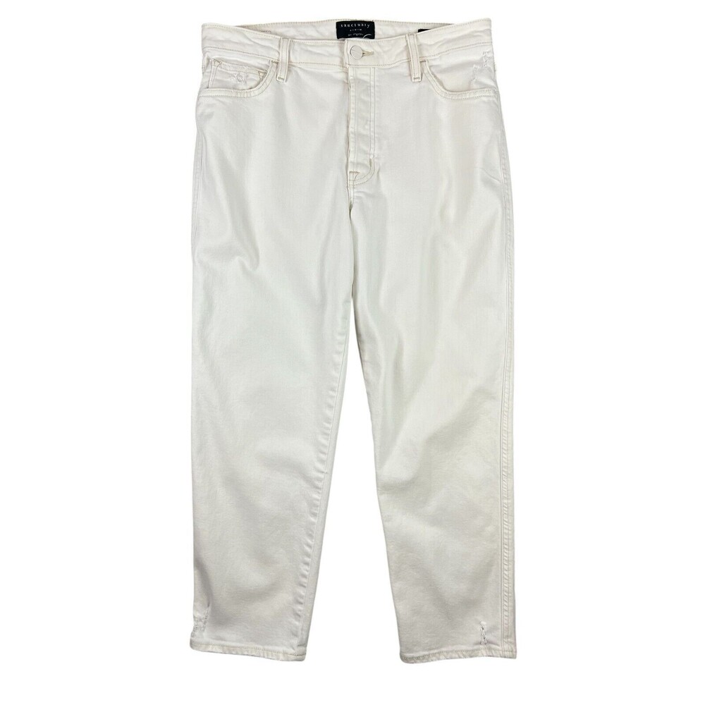 Sanctuary Alt Tapered High Rise Button-Fly Anglno White Denim Crop Jeans 30